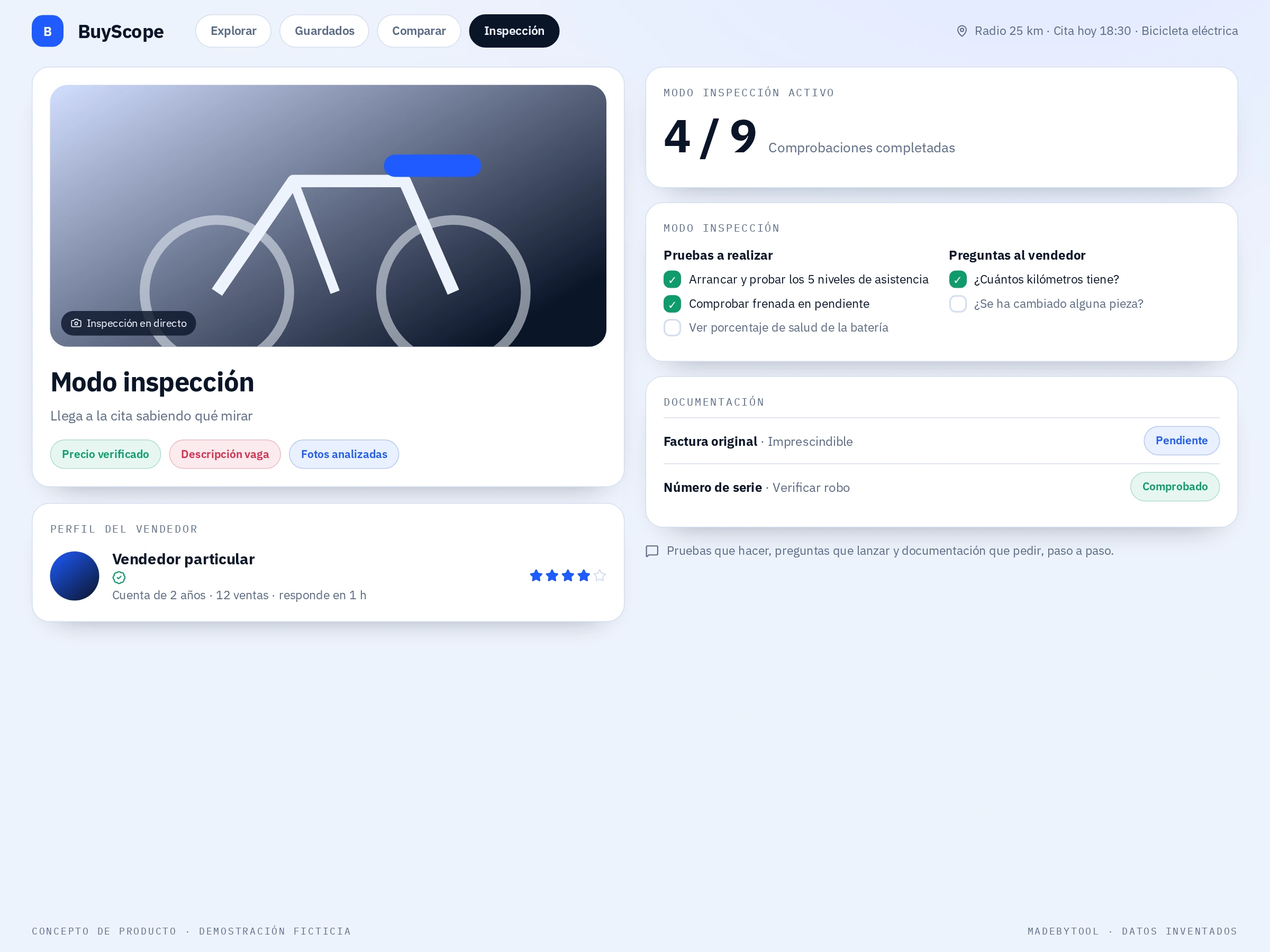 Checklist antes de quedar en BuyScope: Pruebas que hacer, preguntas que lanzar y documentación que pedir, paso a paso.